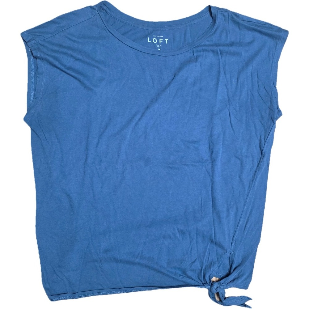 Ann Taylor LOFT Women's‎ Blue Sleeveless Tie-Front Tee Top Size Medium